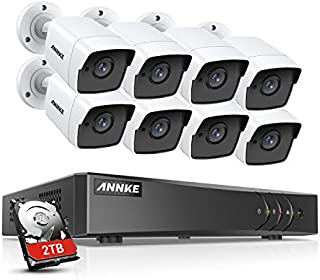 ANNKE 8 Channel 8 Camera Security System H.265+ DVR Recorder with 2TB HDD and 8X 5MP(2560TVL) Outdoor CCTV Bullet Cameras, IP67 Weatherproof,100ft Night Vision, Email Alert, Remote Access