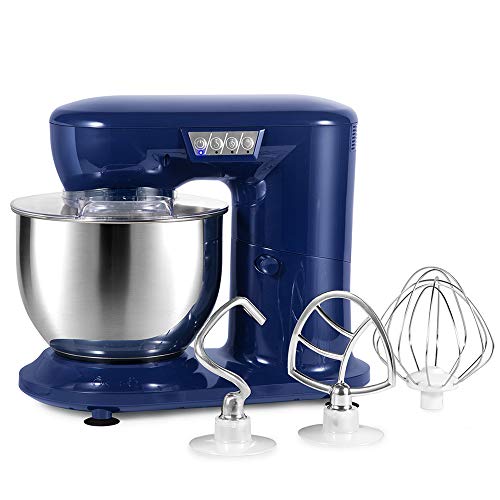 Aifeel Stand Mixer, 800W Electric Kitchen Dough Mixer with 4.3 QT Bowl, Whisk, Dough Hook, Beater, Splash Guard, LED Function Keys (Retro Blue)