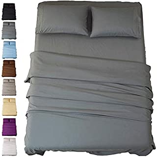 SONORO KATE Bed Sheet Set Super Soft Microfiber 1800 Thread Count Luxury Egyptian Sheets 18-Inch Deep Pocket Wrinkle and Hypoallergenic-4 Piece(King Dark Grey)