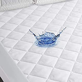 Waterproof Mattress Pad Cal King, Breathable Quilted Mattress Protector, Durable and Noisless Mattress Cover Stretches up to 18 Inches Deep Pocket Down Alternative Fiber Mattress Topper