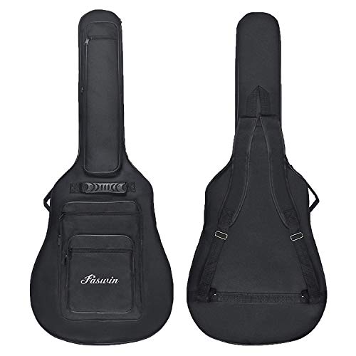 Faswin 41 Inch Acoustic Guitar Padded Gig Bag with 6 Pockets, Pick Sampler and Guitar Strap