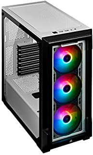 Corsair iCUE 220T RGB Airflow Tempered Glass Mid-Tower Smart Case, White - CC-9011174-WW