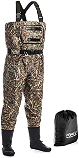 Foxelli Breathable Chest Waders  Camo Fly Fishing Waders for Men, Stockingfoot Breathable Waders - Use for Fly Fishing, Duck Hunting, Emergency Flooding  100% Waterproof & Lightweight