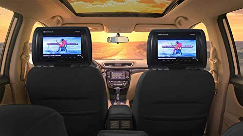 Rockville RDP711-BK 7 inch Black Car Headrest Monitors w/DVD Player/USB/HDMI+Games