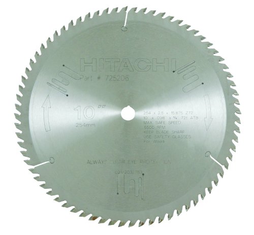 Hitachi 725206 72-Teeth Tungsten Carbide Tipped 10-Inch ATB 5/8-Inch Arbor Finish Miter Saw Blade