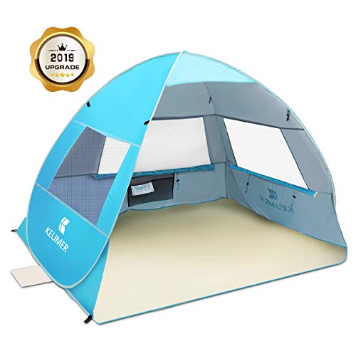 SGODDE Large Pop Up Beach Tent 2019 New Anti UV Sun Shelter Tents Portable Automatic Baby Beach Tent Instant Easy Outdoor Cabana for 3-4 Persons for Family Adults