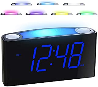 Alarm Clock for Bedrooms - 7 Color Night Light,2 USB Chargers, 7 Large LED Display with Slider Dimmer, 12/24 H,Battery Backup, Plug-in Loud Alarm Clock for Heavy Sleeper,Teen,Elderly, Boys&Girls Kids