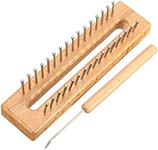 Wayion 32 Pegs Knitting Loom Kit Craft Wooden Knitting Loom Board Hook Set DIY Craft Tools Kit for Hats Scarves Toys Needle Craft