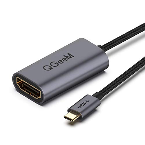 USB C to HDMI Adapter 4K@60Hz Cable,QGeeM USB Type-C to HDMI Thunderbolt 3 Compatible with MacBook Pro 2017/2018 Ipad Pro,Galaxy S10/S9,Surface Book 2,Dell XPS 13/15,Pixelbook HDMI to USB C Adapter