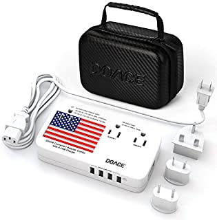 DOACE X11 2200W Travel Voltage Converter for Hair Dryer Straightener Curling Iron, 10A Travel Power Adapter with 6A 4-Port USB and UK/AU/EU/US Plug Wall Chargers for Cell Phone Camera Tablet Laptop