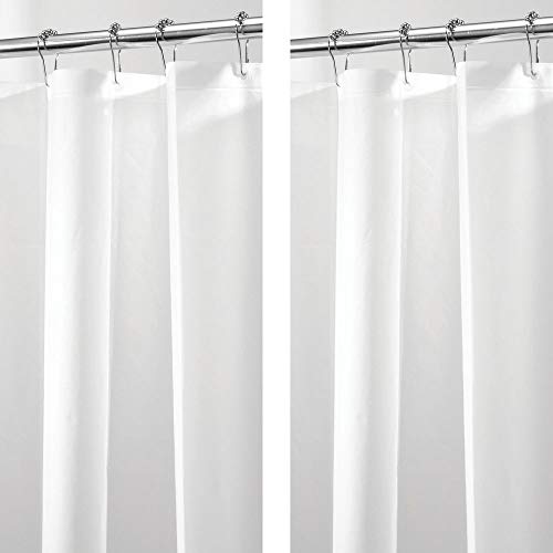 mDesign Plastic, Waterproof, Mold/Mildew Resistant, Heavy Duty PEVA Shower Curtain Liner for Bathroom Showers and Bathtubs - No Odor - 3 Gauge, 72 inches x 72 inches - 2 Pack - White