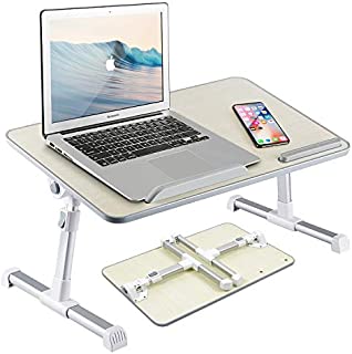 Adjustable Laptop Desk for Bed - Portable Standing Table with Foldable Legs - Height Adjustable Lap Desk for Bed, Sofa, Floor - Folding Tray Stand for Computer, Home Work, Writing, and Eating - Gray