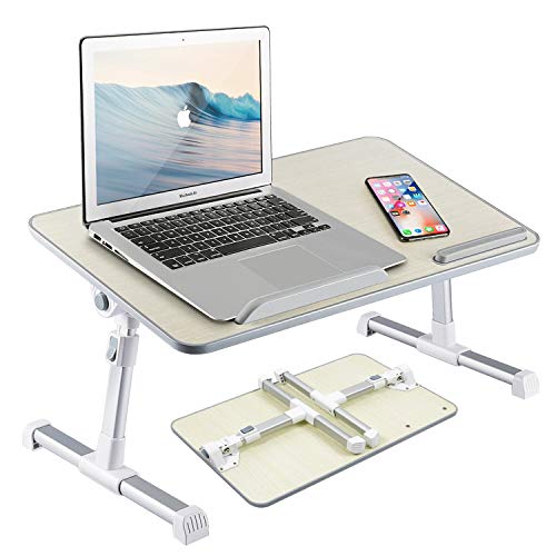 Adjustable Laptop Desk for Bed - Portable Standing Table with Foldable Legs - Height Adjustable Lap Desk for Bed, Sofa, Floor - Folding Tray Stand for Computer, Home Work, Writing, and Eating - Gray