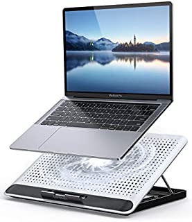 Laptop Cooler, Lamicall Laptop Cooling Pad : Portable Height Adjustable Laptop Cooling Fan Stand Holder Riser Compatible with MacBook Air Pro Dell XPS HP Alienware Laptop Notebooks Up to 17 - Silver