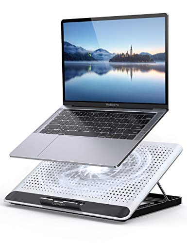 Laptop Cooler, Lamicall Laptop Cooling Pad : Portable Height Adjustable Laptop Cooling Fan Stand Holder Riser Compatible with MacBook Air Pro Dell XPS HP Alienware Laptop Notebooks Up to 17 - Silver