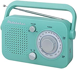 Studebaker SB2001 Retro Portable AM/FM, Small Personal Transistor Radio (Teal)