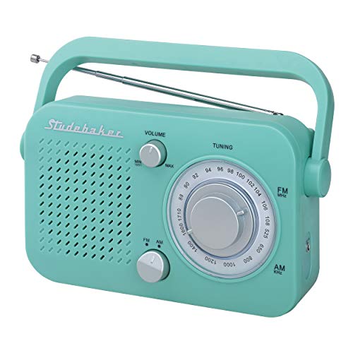 Studebaker SB2001 Retro Portable AM/FM, Small Personal Transistor Radio (Teal)