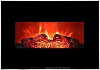 ROVSUN 26'' Wall Mounted Electric Fireplace 750W/1500W Firebox Modern Adjustable Space Heater with Realistic and Brightly Burning Flames & Logs,Glass Flat Panel,CSA Approved