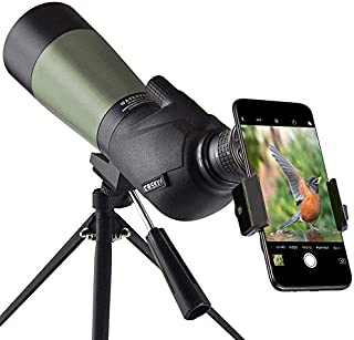 Gosky 20-60x60 HD Spotting Scope with Tripod, Carrying Bag and Scope Phone Adapter - BAK4 45 Degree Angled Eyepiece Telescope for Target Shooting Hunting Bird Watching Wildlife Scenery