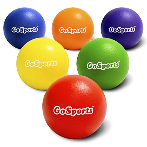 GoSports Strong Skin Foam Playground Dodgeballs  6 Pack for Kids (6 in) & Adults (7 in)  w/Mesh Carry Bag, Multicolor, 6 Inch