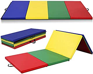 Giantex 4'x10'x2 Gymnastics Mat Folding Panel Thick Gym Fitness Exercise (Multicolor), 4'x10'x2