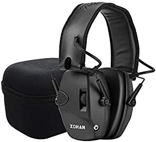 ZOHAN EM054 Electronic Shooting Earmuffs, Sound Amplification Noise Reduction Ear Protection Muffs for Gun Range - Black with Case