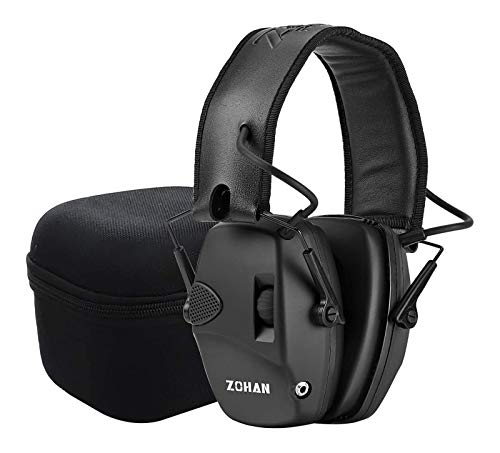 ZOHAN EM054 Electronic Shooting Earmuffs, Sound Amplification Noise Reduction Ear Protection Muffs for Gun Range - Black with Case