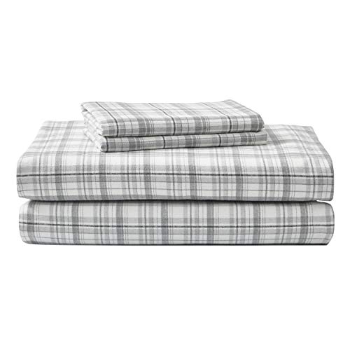 Eddie Bauer - Flannel Collection - 100% Premium Cotton Bedding Sheet Set, Pre-Shrunk & Brushed For Extra Softness, Comfort, and Cozy Feel, Full, Beacon Hill Ivory