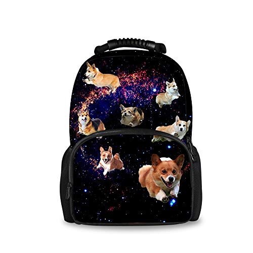 Kawaii Children Shoulder School Bookbags Cute Corgi Running Felt Backpacks