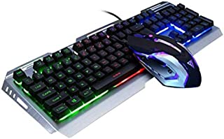 RGB Gaming Keyboard Mouse Combo Wired,Color Changing LED Backlit Computer Gaming Keyboad,Lighted PC Gaming Mouse,USB Keyboard Clicky Keys,Durable Metal Structure,for Xbox One PS4 Games Gamer Working