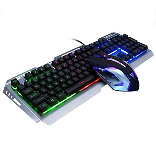 RGB Gaming Keyboard Mouse Combo Wired,Color Changing LED Backlit Computer Gaming Keyboad,Lighted PC Gaming Mouse,USB Keyboard Clicky Keys,Durable Metal Structure,for Xbox One PS4 Games Gamer Working