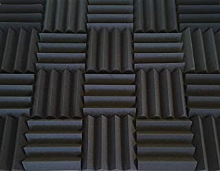 Soundproofing Acoustic Studio Foam - Bass Absorbing Wedge Style Panels 2 Pack 12in x 12in x 3 Inch Thick Tiles (Charcoal)