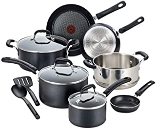 T-fal C515SC Professional Nonstick Cookware Dishwasher Safe Pots and Pans Set, Induction Base, Black