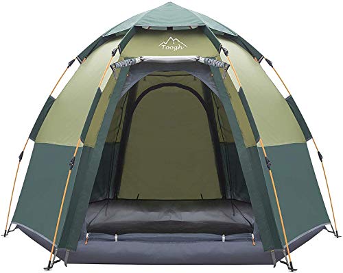 Toogh 3-4 Person Camping Tent Backpacking Tents Hexagon Waterproof Dome Automatic Pop-Up Outdoor Sports Tent Camping Sun Shelters