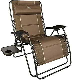 TIMBER RIDGE Oversized Zero Gravity Chair Padded Patio Lounger with Cup Holder Support 500lbs (Brown)