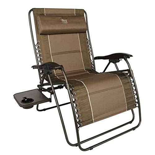 TIMBER RIDGE Oversized Zero Gravity Chair Padded Patio Lounger with Cup Holder Support 500lbs (Brown)