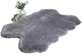 Chesserfeld Luxury Faux Fur Sheepskin Rug, Gray, 4ft x 6ft with Thick Pile, Machine Washable, Makes a Soft, Stylish Home Décor Accent for a Kid's Room, Bedroom, Nursery, Living Room or Bath