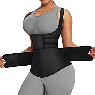 FeelinGirl Plus Size Waist Trainer Trimmer Belt Slimming Body Shaper Sauna Sweat Workout Girdle Black