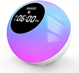 Sunrise Alarm Clock, Wake Up Light for Home|Bluetooth Speakers Alarm Clock for Heavy Sleepers, 7 Colored Atmosphere Lamp|Sleep Aid 6 Nature Sounds for Baby,Travel Bedrooms Office