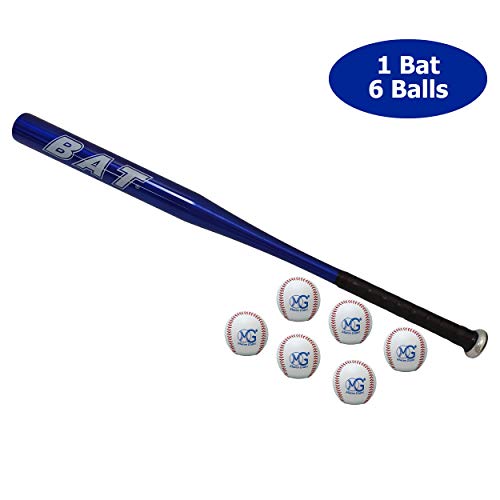 Macro Giant Aluminum Baseball Bat Set, 1 30 Inch Blue Practice Bat, 6 Compressed Sawdust Baseballs, Beginner, Kids, Practice, Training, Light Weight