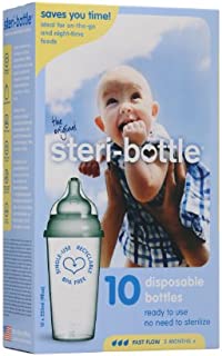 Steribottle Ready to Use Disposable Baby Bottles, 10-Count