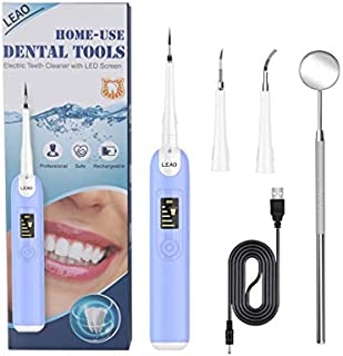 Electric Plaque Remover for Teeth, Ultrasonic Tooth Cleaner Dental Calculus Remover Tartar Remover with LED Display with Replacement Heads Teeth Cleaning Kit