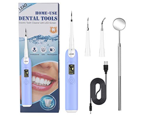 Electric Plaque Remover for Teeth, Ultrasonic Tooth Cleaner Dental Calculus Remover Tartar Remover with LED Display with Replacement Heads Teeth Cleaning Kit