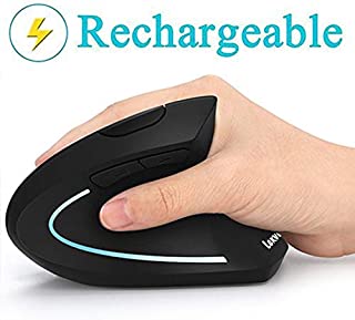 Ergonomic Mouse, LEKVEY Vertical Wireless Mouse - Rechargeable 2.4GHz Optical Vertical Mice : 3 Adjustable DPI 800/1200/1600 Levels 6 Buttons, for Laptop, PC, Computer, Desktop, Notebook etc, Black