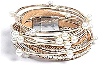 Artilady wrap Pearl Leather Bracelet for Women