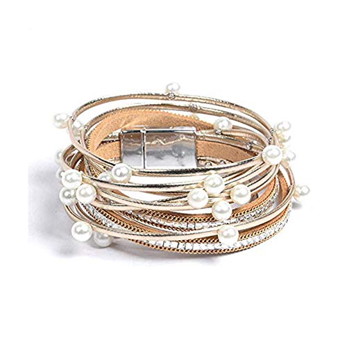 Artilady wrap Pearl Leather Bracelet for Women