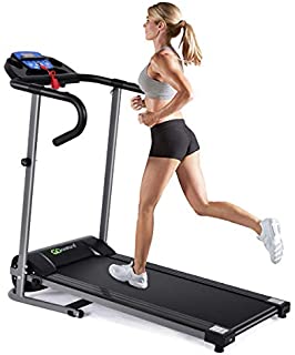 Goplus 1100W Electric Folding Treadmill, with LCD Display and Heart Rate Sensor, Compact Running Machine for Home