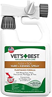 Vet's Best Flea and Tick Yard and Kennel Spray | Yard Treatment Spray Kills Mosquitoes, Fleas, and Ticks with Certified Natural Oils | Plant Safe with Ready-to-Use Hose Attachment | 32 Ounces