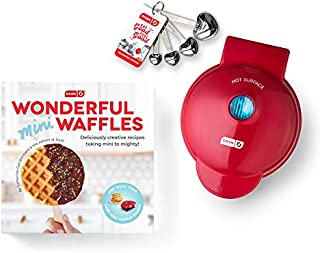 Dash DMWGS001RD Machine for Individual, Paninis, Hash Browns, & other Mini waffle maker, 4 inch, Red Gift Set