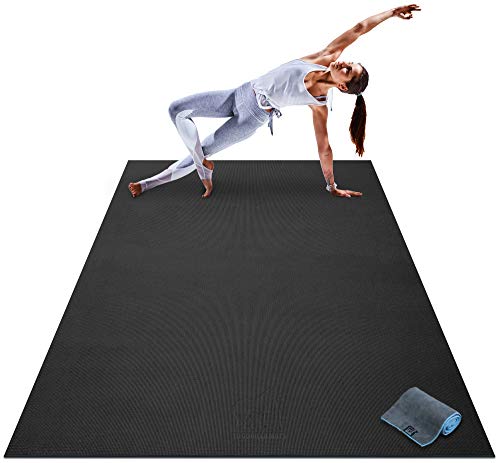 Premium Large Yoga Mat - 7' x 5' x 8mm Extra Thick, Ultra Comfortable, Non-Toxic, Non-Slip, Barefoot Exercise Mat - Yoga, Stretching, Cardio Workout Mats for Home Gym Flooring (84